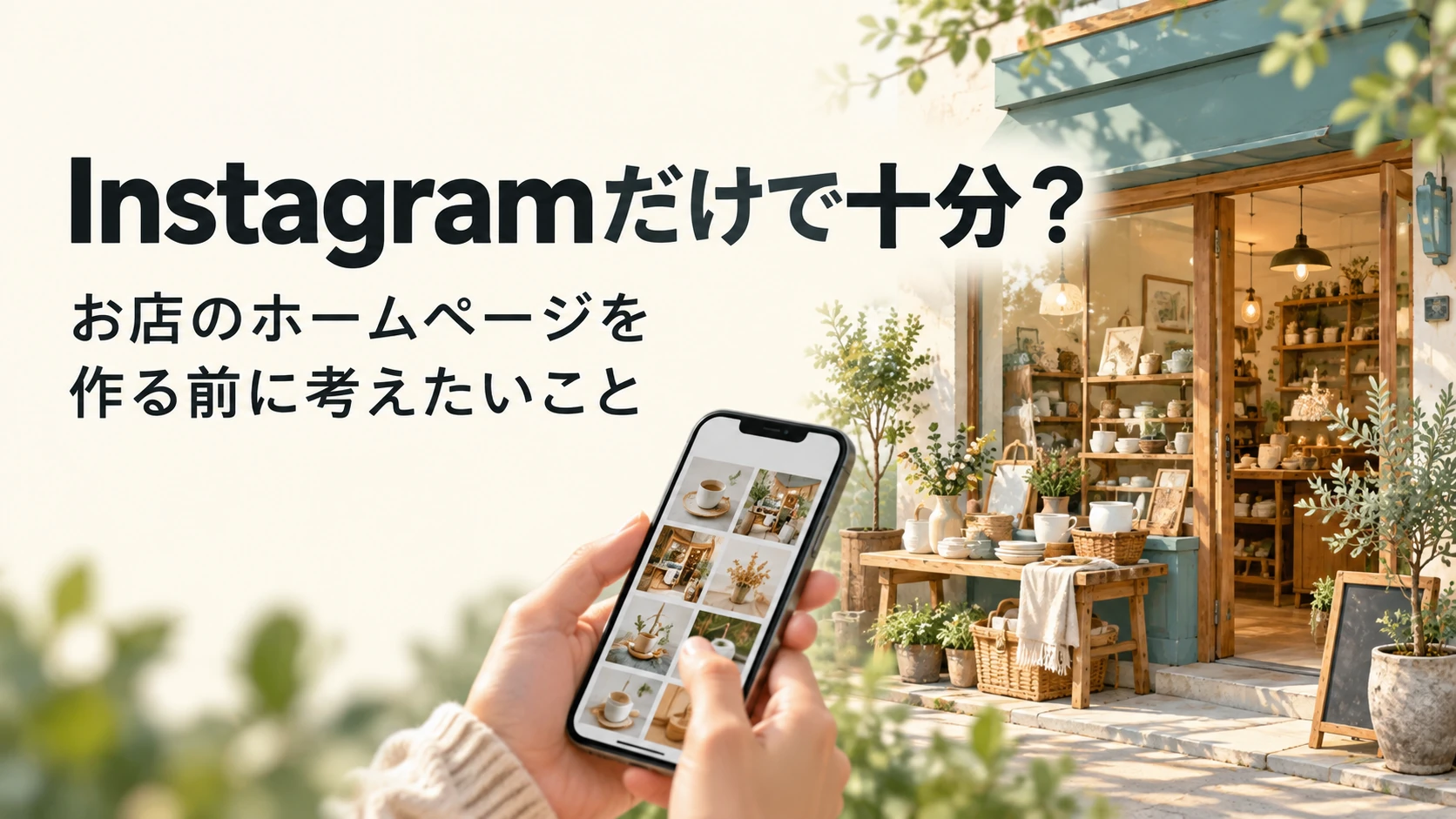 Instagramだけで十分? お店のホームページを作る前に考えたいこと。雑貨店とスマートフォンの画像